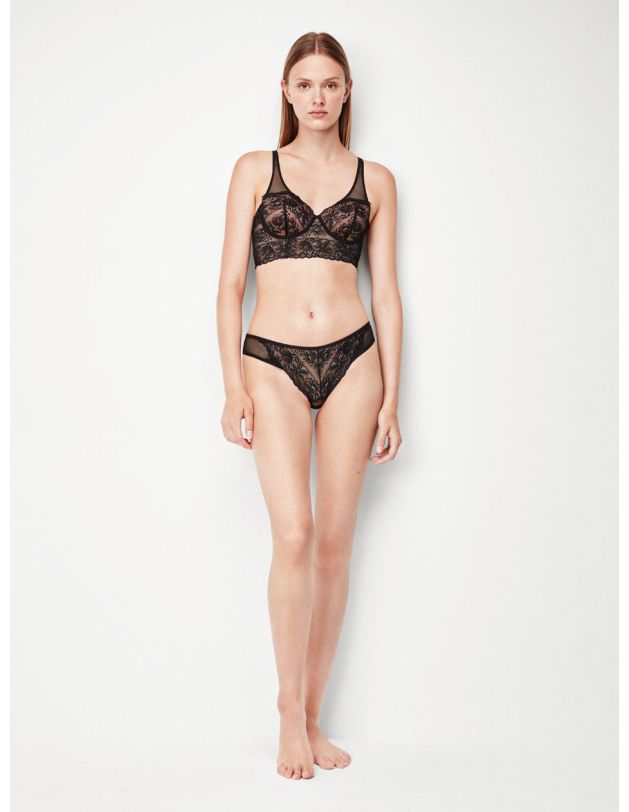 Conjunto bustier encaje negro de Gisela