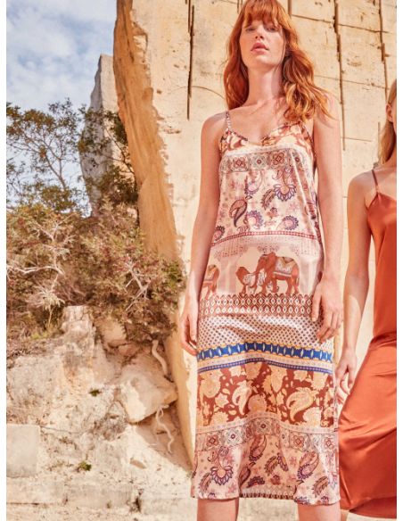 Camisón largo satén elefantes