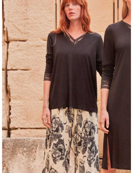 Pijama largo pantalón estampado mujer