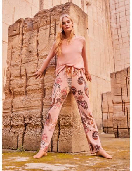 Pijama largo tejido punto modal mujer