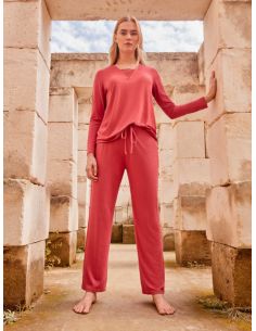 Pijama largo tejido punto de viscosa de mujer