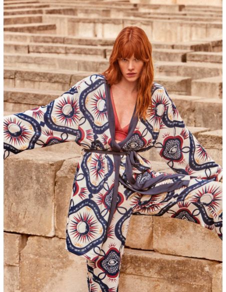 Bata estampado oriental mujer