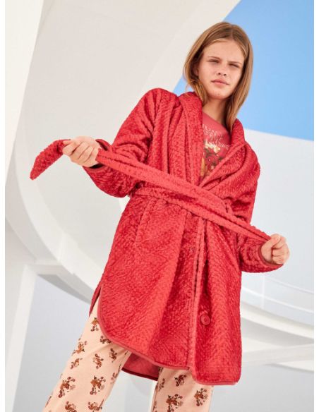 Bata larga tejido polar señora