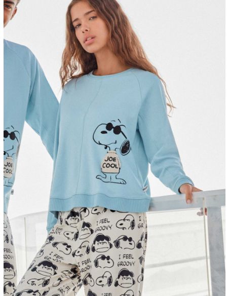 Pijama de Snoopy family time mujer algodon