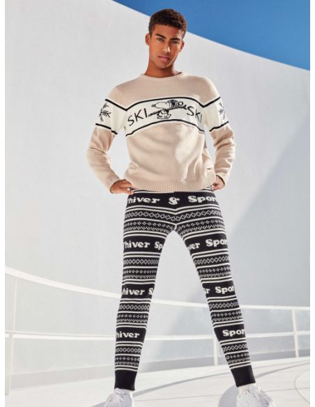 Pijama de hombre de Snoopy crudo y  negro