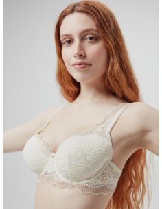 Sujetador capacidad en copas C y D Marfil con aro