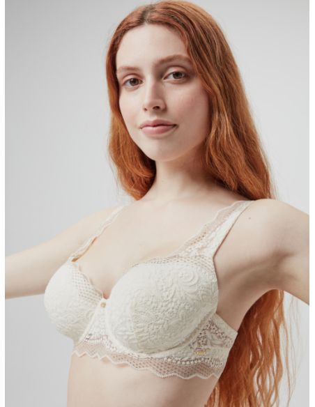 Sujetador capacidad en copas C y D Marfil con aro