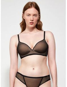 Sujetador sin aro con copa continua en tejido de plumetti