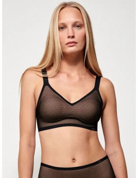 Sujetador capacidad sin aro con copa extraíble en tejido plumetti