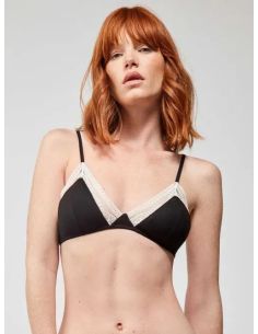 Sujetador triangular con encaje a contraste cómodo