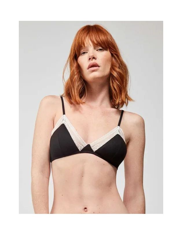 Sujetador triangular con encaje a contraste cómodo