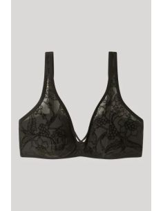 Sujetador sin aro con tul flocado floral