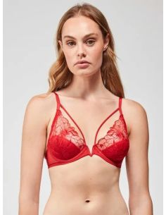 Sujetador bralette bordado con tiras en escote