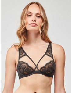 Sujetador bralette bordado con tiras en el pecho