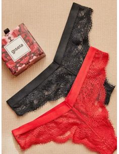pack dos brasileñas encaje granate negro