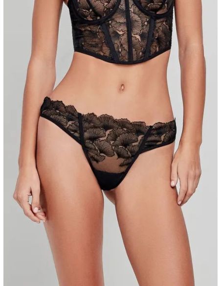 Tanga en tul bordado con flores