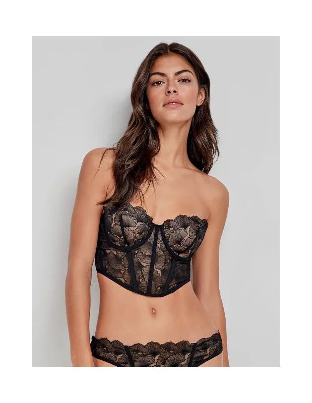 Bustier en tul bordado con flores  en copas B y C