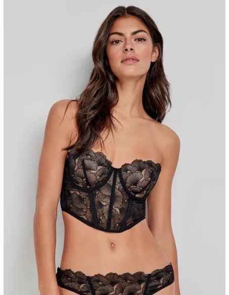 Bustier en tul bordado con flores  en copas B y C