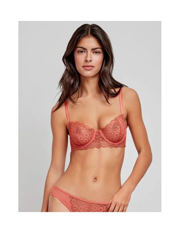 Sujetador balconette en tejido de encaje copas...