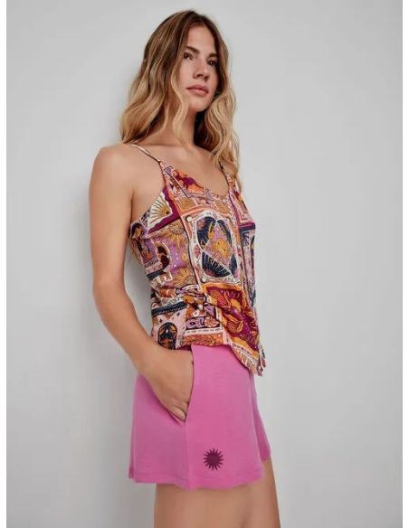 Pijama corto con camiseta estampada zodiaco de algodón gisela