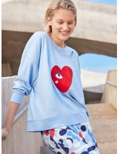 Conjunto pijama en punto interlock motivos corazones