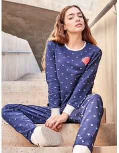 Conjunto pijama algodón corazones gisela