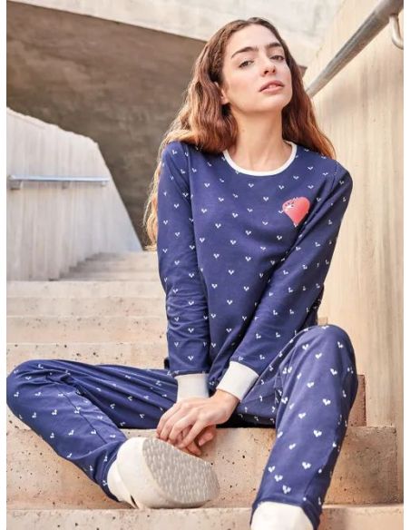 Conjunto pijama algodón corazones gisela