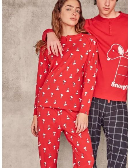 Conjunto pijama en punto interlock micro estampado Snoopy gisela