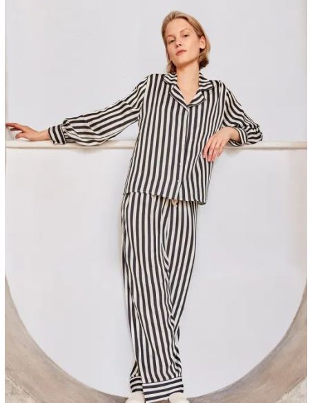 Conjunto pijama camisero rayas gisela