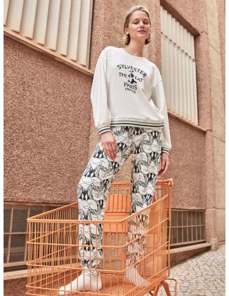 Conjunto pijama Sylvester en punto interlock gisela