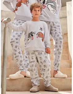 Conjunto pijama niño Tom & Jerry en punto interlock