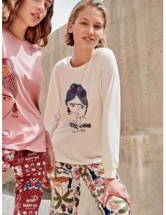 Conjunto pijama Frida Kahlo en punto all-over gisela
