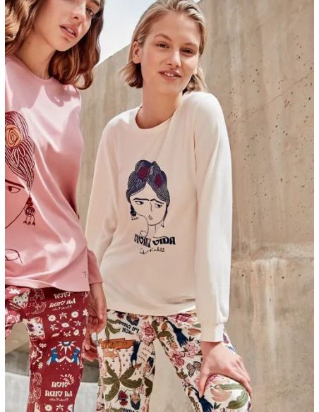 Conjunto pijama Frida Kahlo en punto all-over gisela