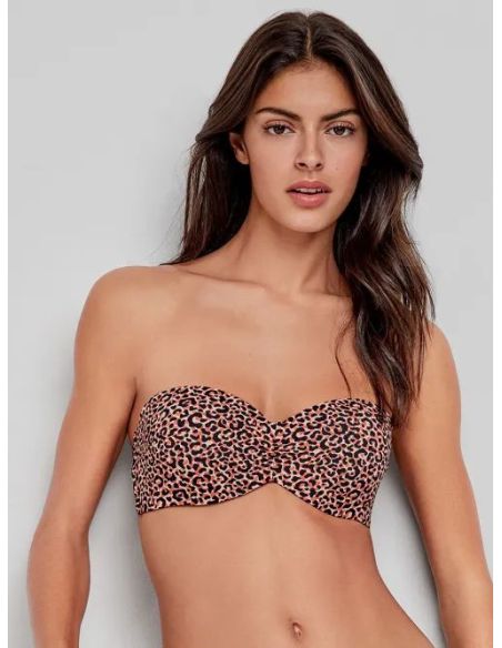 Top bikini bandeau aro silicona