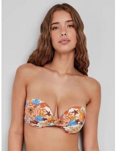 Top bikini bandeau estampado floral