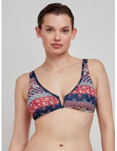 Top bikini reversible sin aro estampado étnico