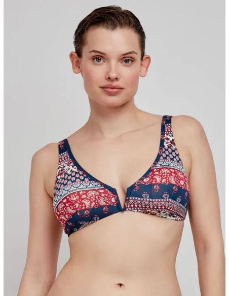Top bikini reversible sin aro estampado étnico