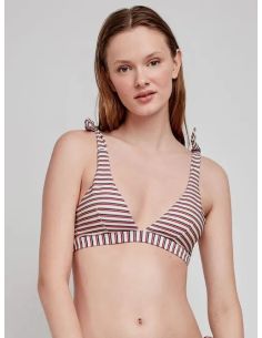 Top bikini con foam extraíble estampado rayas