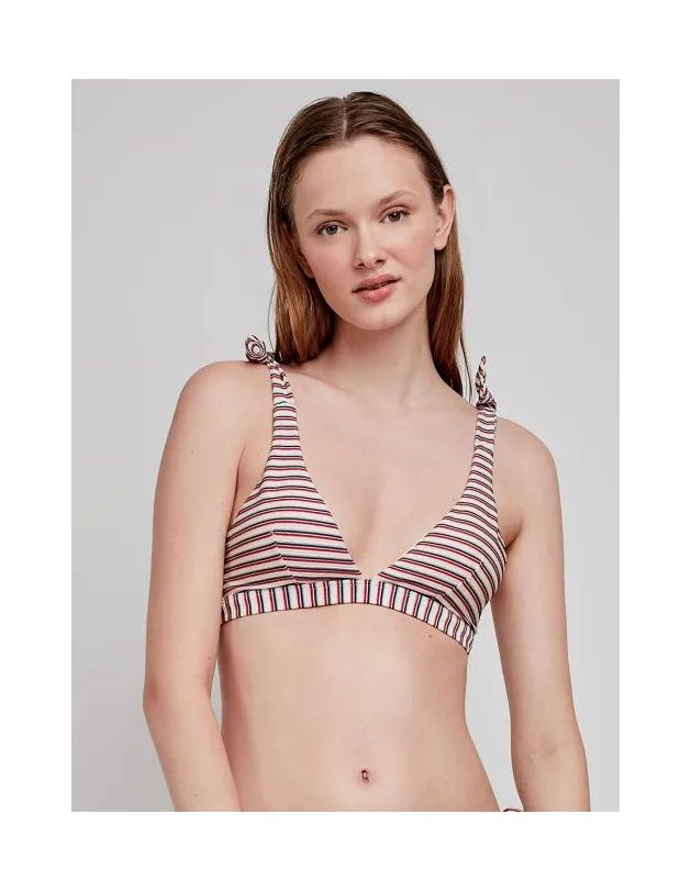 Top bikini con foam extraíble estampado rayas