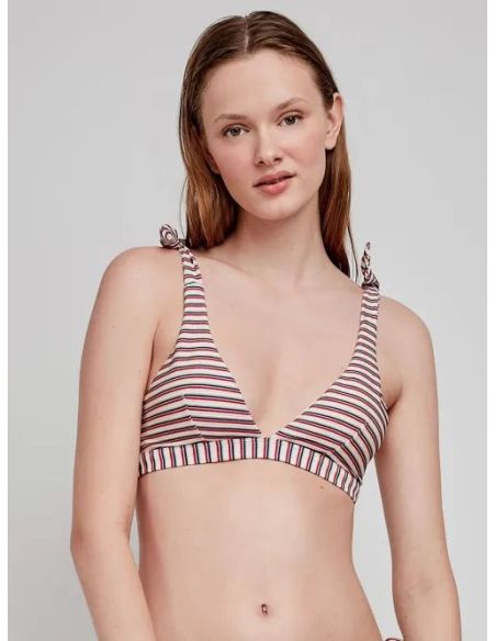 Top bikini con foam extraíble estampado rayas