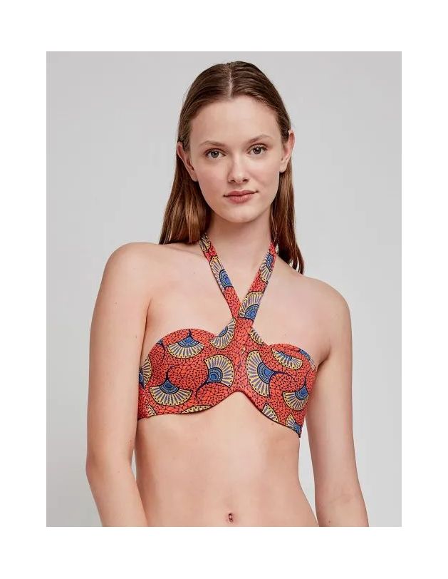 Top bikini bandeau estampado tribal