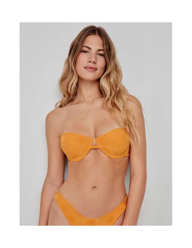Top bikini bandeau tejido estructura