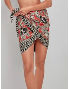 Falda pareo corta estampada