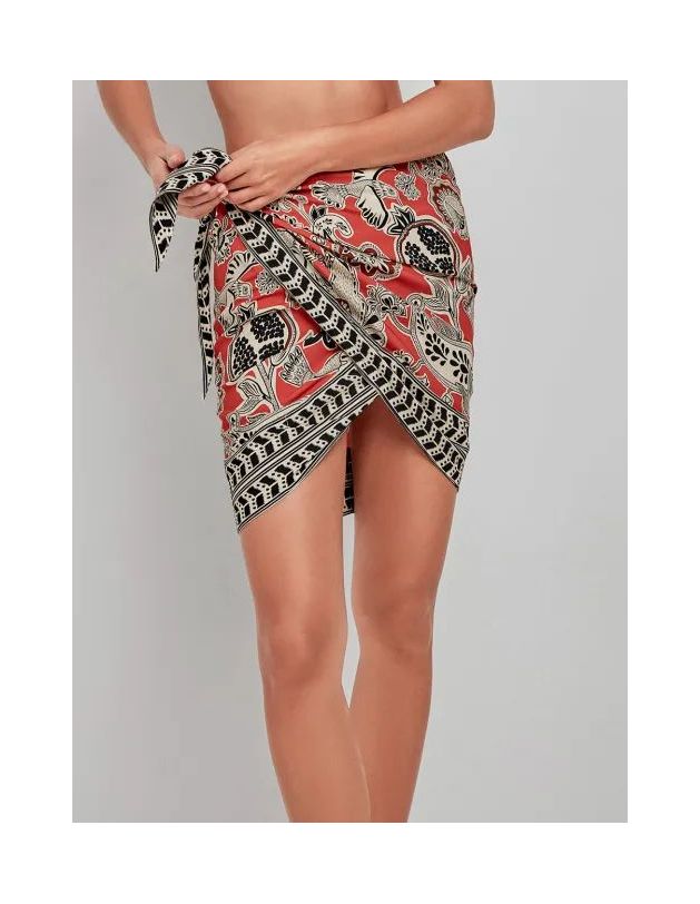Falda pareo corta estampada