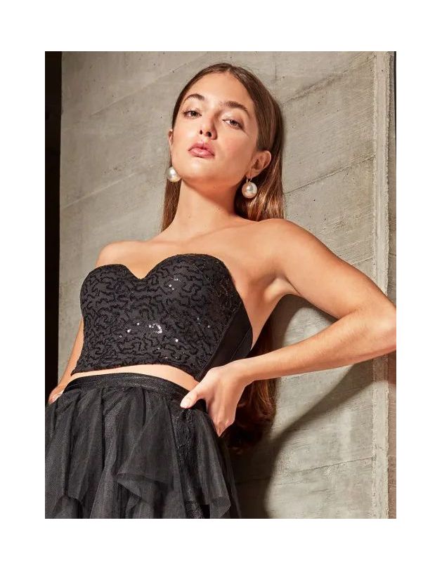Bustier negro de lentejuelas con diseño...