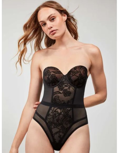 Body desmontable con tul flocado floral y diseño cómodo