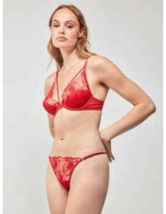 Sujetador bralette bordado con tiras en escote