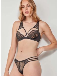 Sujetador bralette bordado con tiras en el pecho