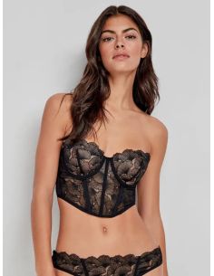 Bustier en tul bordado con flores  en copas B y C