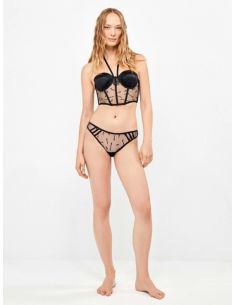 Sujetador bustier de tul bordado y satén